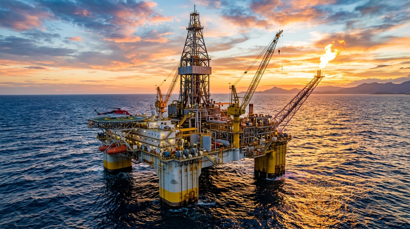 Plataforma de Petróleo Offshore em Alto Mar